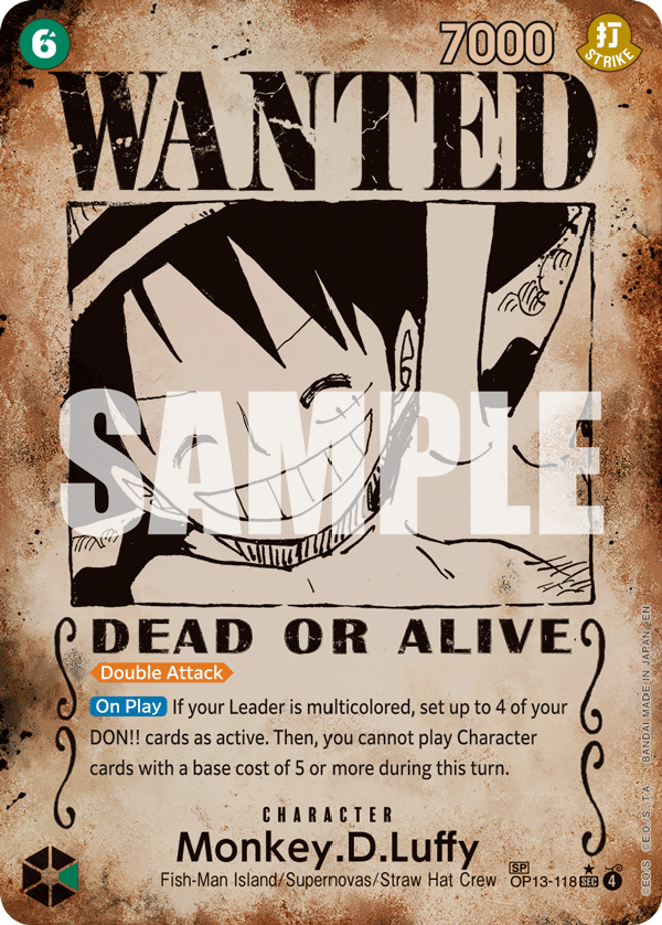 Monkey.D.Luffy (118) (Wanted Poster) (alternativ bild) OP13-118_p4